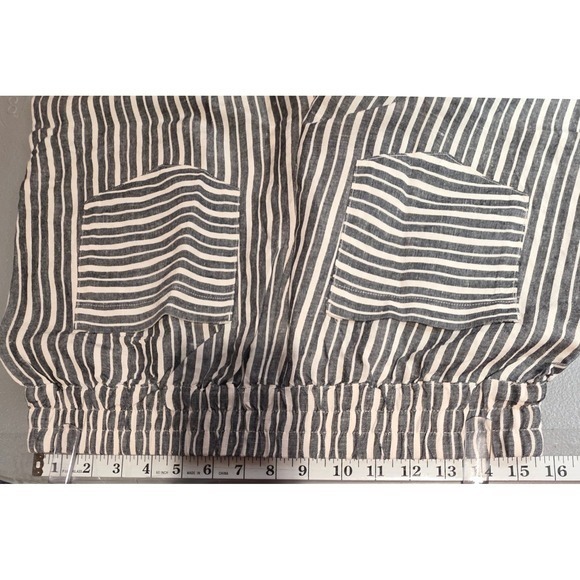 Evereve Womens L Sophia Linen Blend Wide Leg High Rise Pants with Pockets - Picture 7 of 12